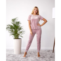 Домашній жіночий велюровий костюм: штани і футболка