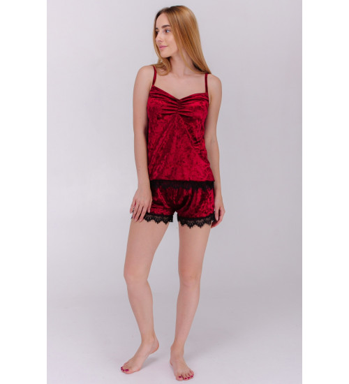 Жіночий мармуровий велюровий комплект: майка і шорти