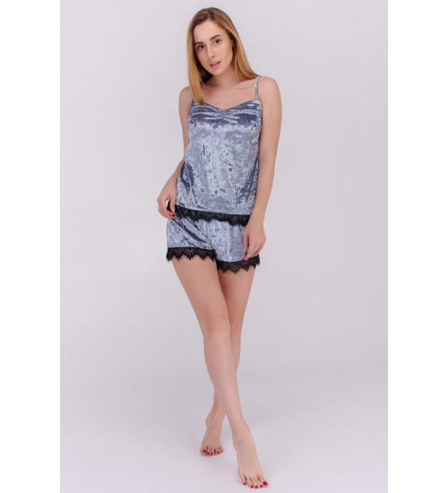 Жіночий мармуровий велюровий комплект: майка і шорти