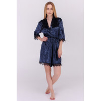 Вишуканий короткий халатик з мармурового велюру